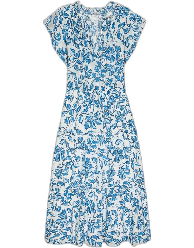 V-neck Linen Midi Dress