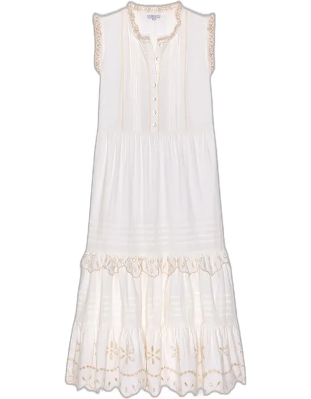 Ruffled Eyelet Midi Dress