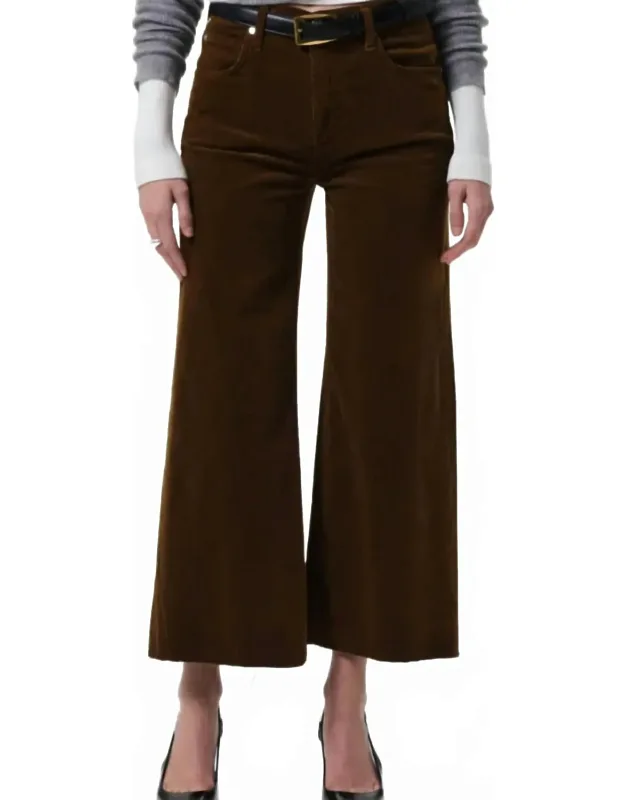 Lyra Raw Hem Ankle Wide Leg Corduroy Pants