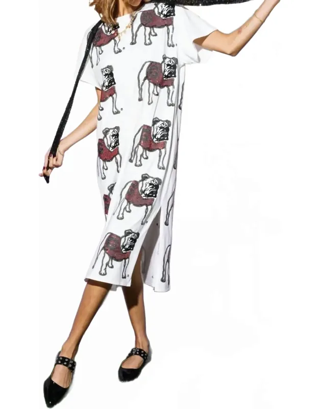 Sequin Bulldog Head Midi Tee Dress