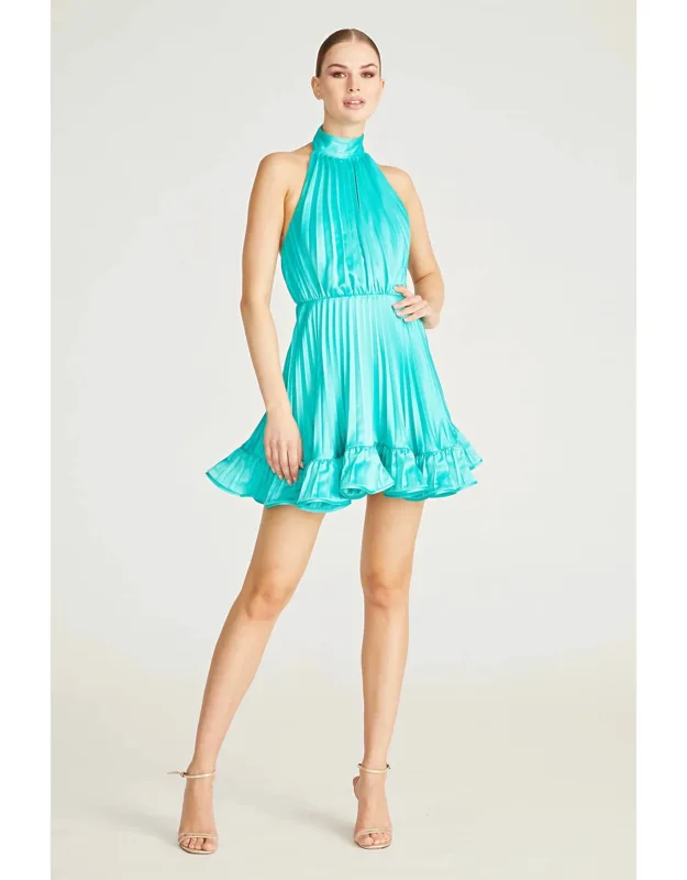 Pleated Halter Mini Dress