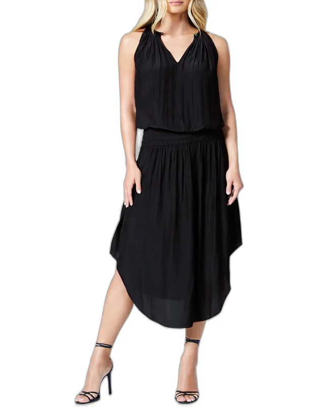 Sleeveless Blouson Midi Dress