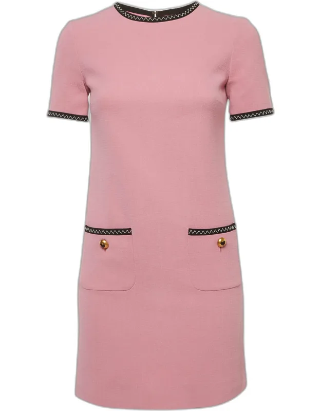 Crepe Contrast Trim Mini Dress