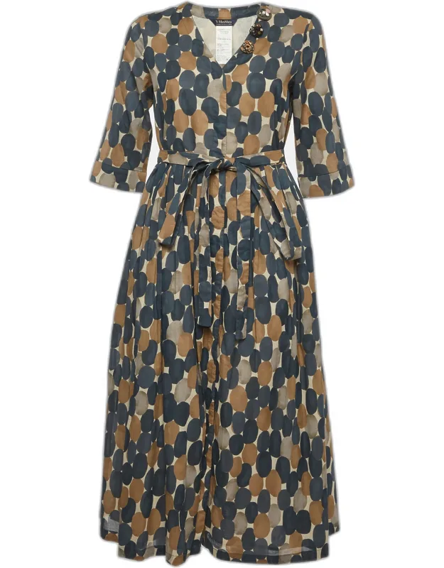 Pesche Print Cotton Midi Dress