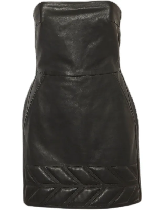 Leather Strapless Mini Dress