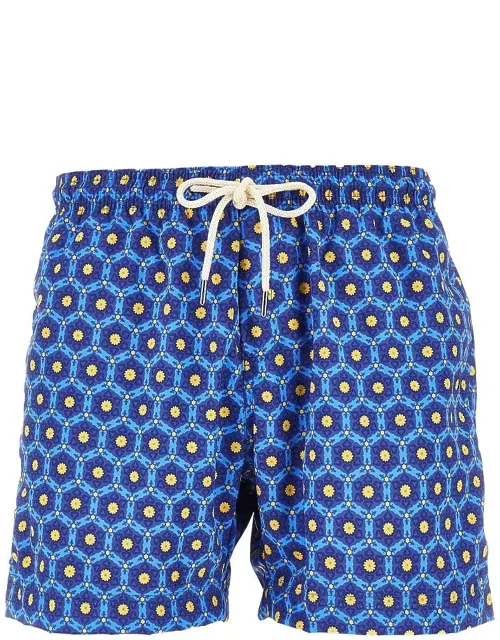'procida Printed Swim Shorts With Elasticated Waist And Antibacterial Micro Mesh Slip'