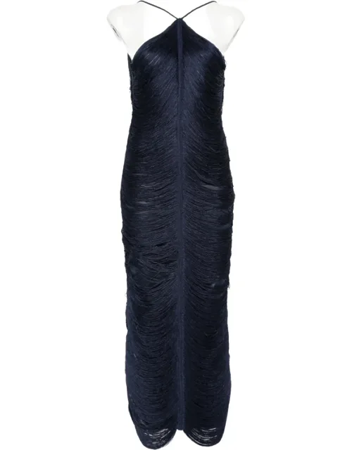 Jade Fringed Halterneck Midi Dress