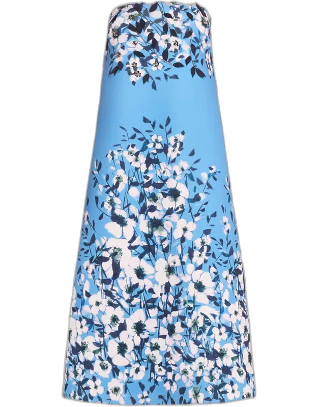 Floral-print Scuba Midi Dress