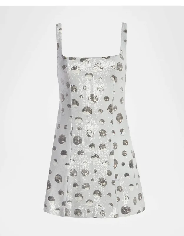 Sequin Polka Dot Square-neck Mini Dress