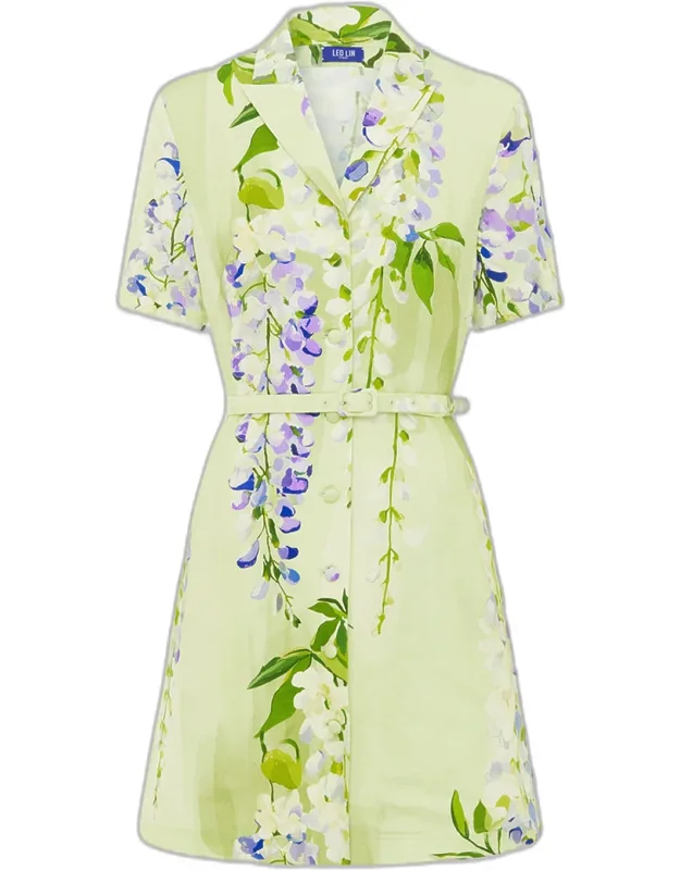 Belted Floral-print Mini Dress