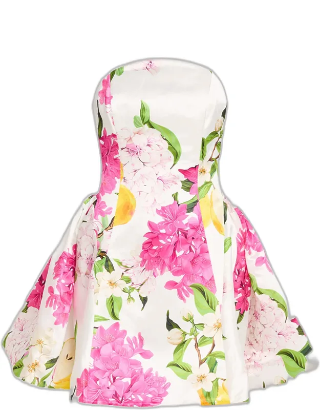 Floral-print Bustier Mini Dress