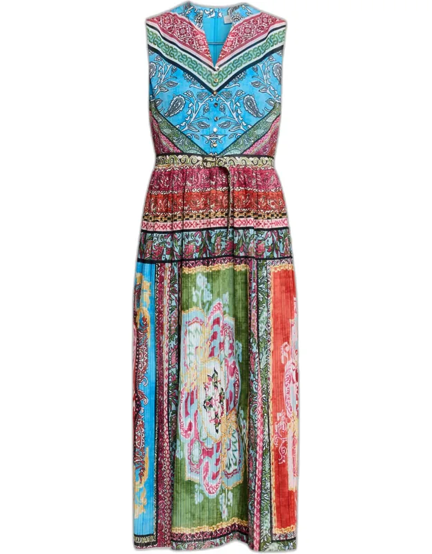 The Adira Sleeveless Floral-print Midi Dress