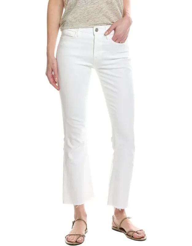 Le Crop White Raw Fray Mini Boot Jeans