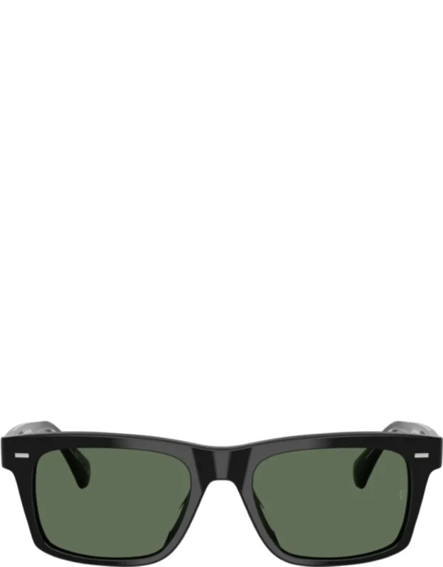 Bold Rectangular Frame Sunglasses With Dark Green Lenses