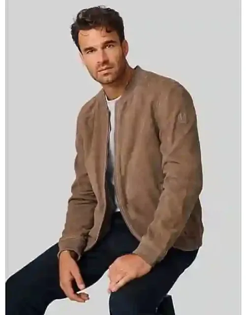 Big & Tall Regular Fit Nubuck Leather Bomber Jacket