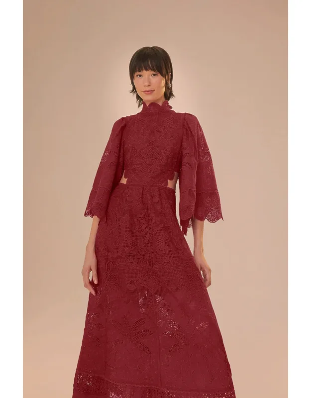 Guipure Cut-out Midi Dress