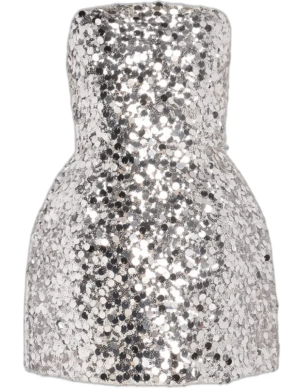Strapless Lace-up Sequin Mini Dress