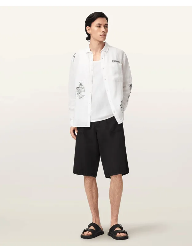 Linen Blend Relaxed Fit Shorts
