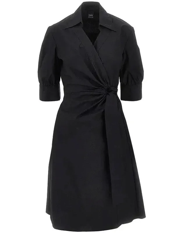 Stretch Cotton Wrap-over Midi Dress