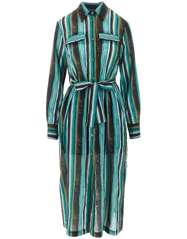 Printed Muslin Midi Shirt Dress