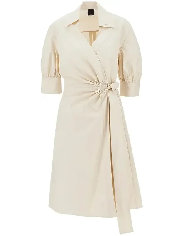 Stretch Cotton Wrap-over Midi Dress