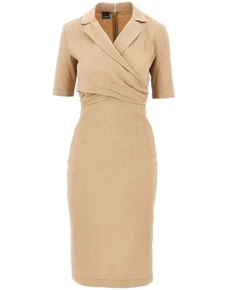 Wrapped Linen-blend Midi Dress