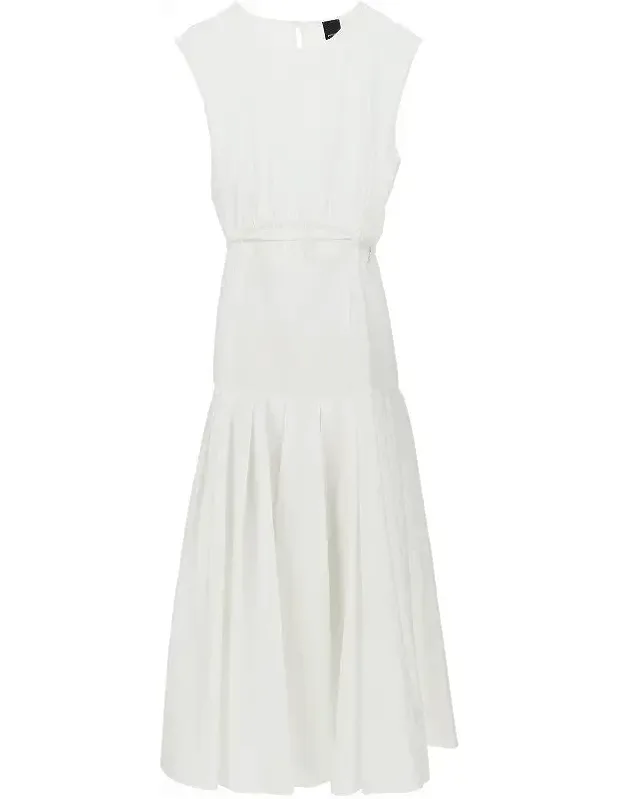 Poplin Midi Dress With Cut-out Detail
