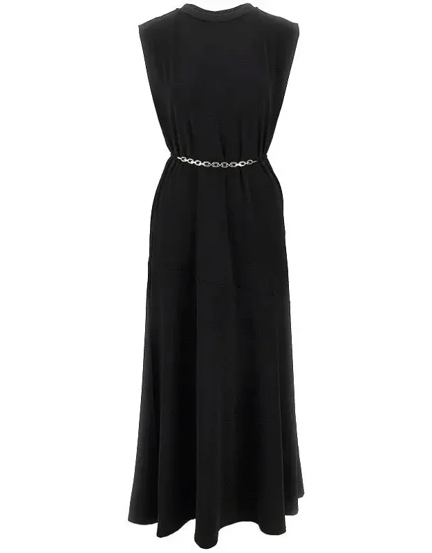 Jersey Long Dress With Chain Belt