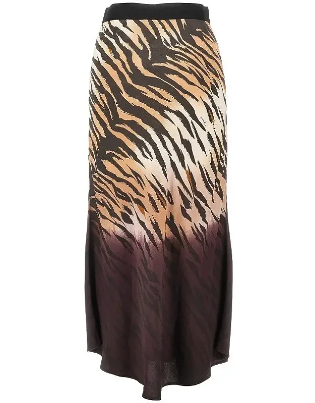 Animalier Twill Midi Skirt