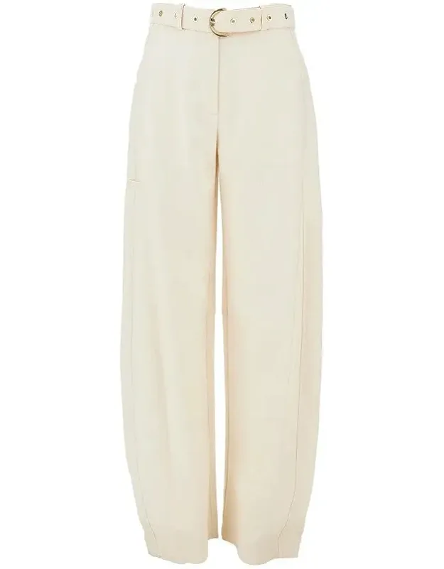 Panama Fabric Pants With Belt