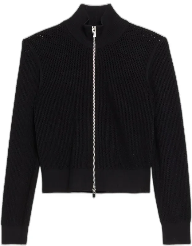 Open-work Zip Cardigan