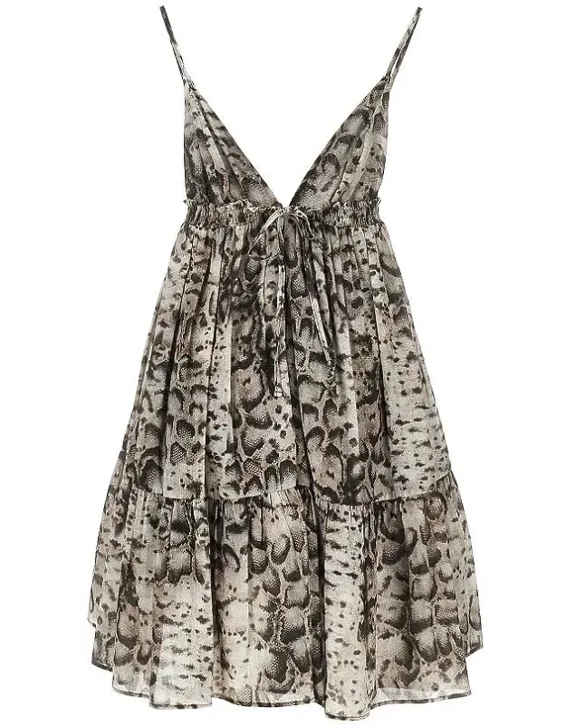 Snake-print Muslin Mini Dress