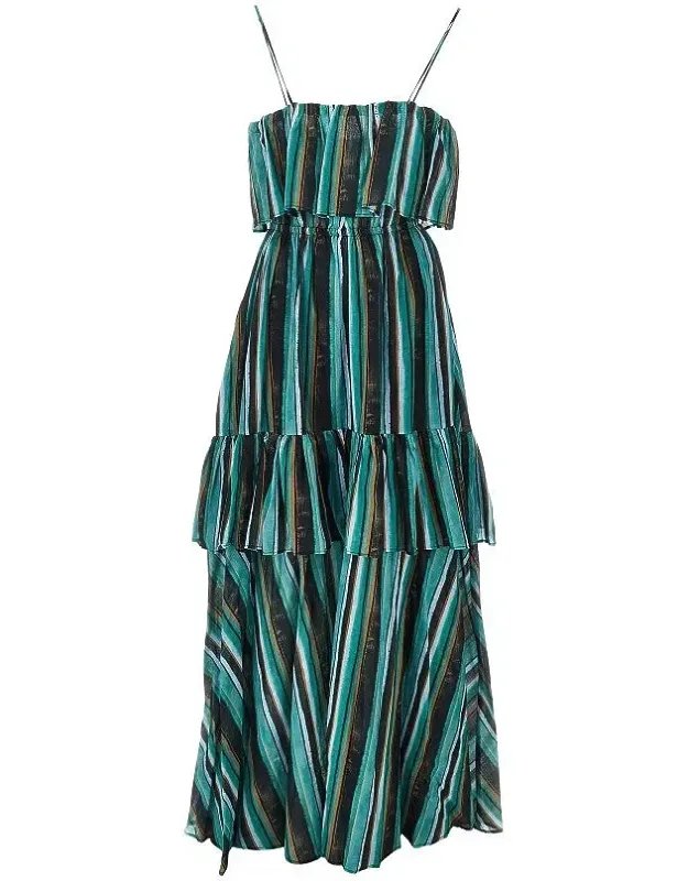 Striped Print Muslin Maxi Dress