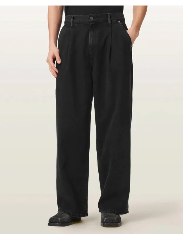 Pleated Wide Leg Jeans