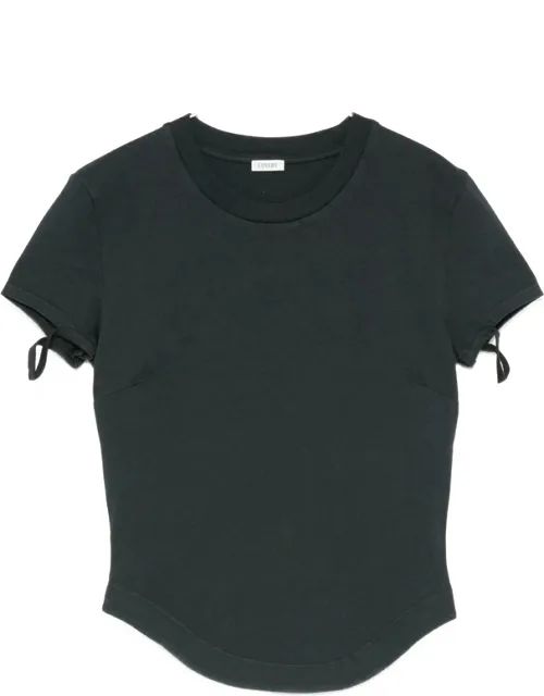 Bow-detail Curved-hem T-shirt