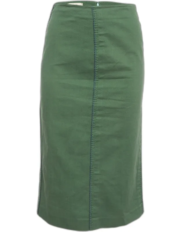 Embroidered Gabardine High Waist Pencil Skirt