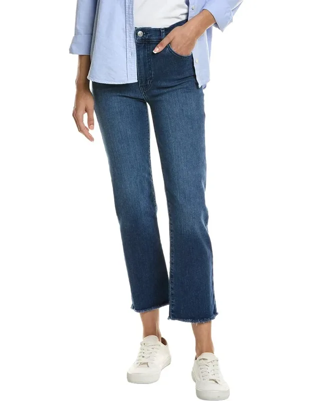 Le Sleek Raw Fray Straight Crop Jeans