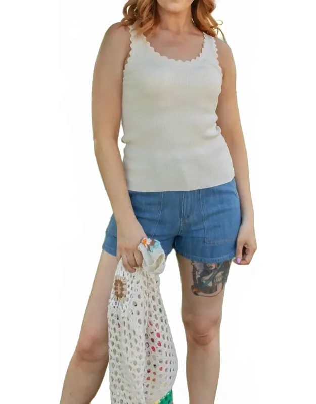 Scallop Sweetheart Sweater Tank Top