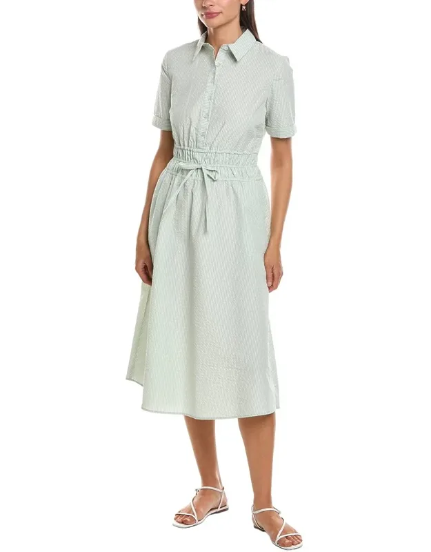Mini Dress With Point Collar And Elastic Waist