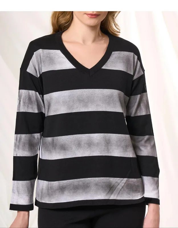 Stripe V-neck Sweater