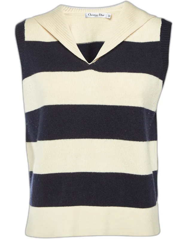 Striped Wool & Cashmere Sleeveless Sweater