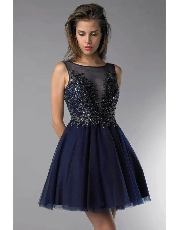 Sequin Embellished Tulle Cocktail Dress