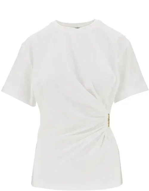 Draped T-shirt With Metal Detail