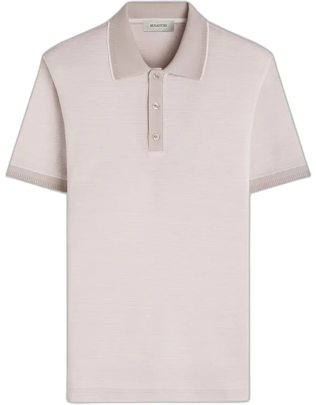 Three-button Micro-herringbone Polo Shirt