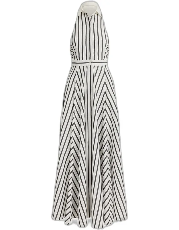 Striped Cotton Halter Maxi Dress