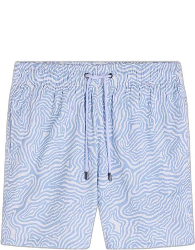Cruz Mid-length Wave-print Swim Trunks