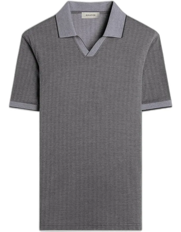 Performance Micro-herringbone Johnny Collar Polo Shirt