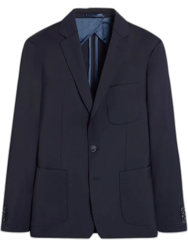 Solid Wool Two-button Blazer