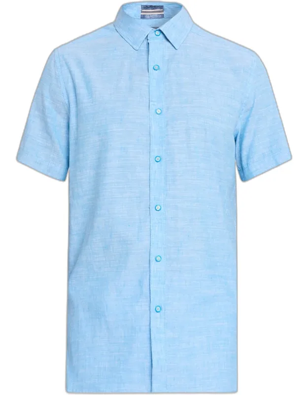 Sutton Linen And Cotton Short-sleeve Shirt