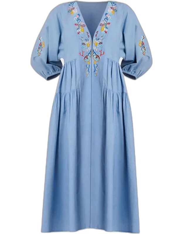 Evora Embroidered Midi Dress